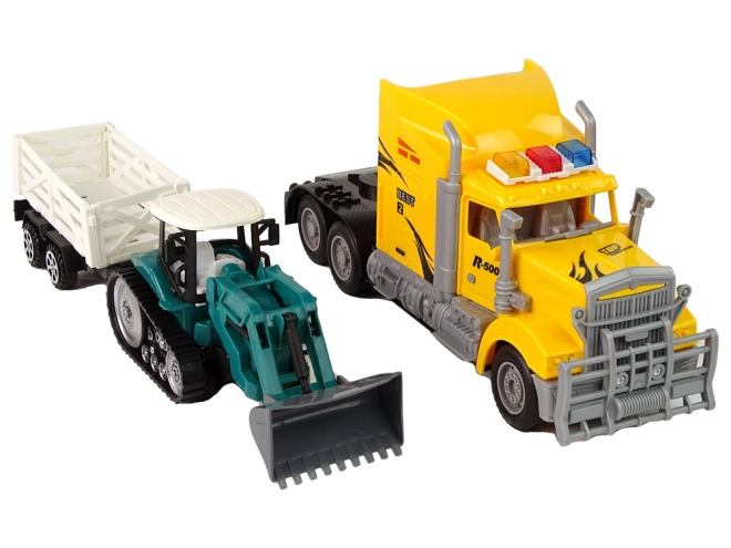 Set da costruzione realistico camion + escavatore