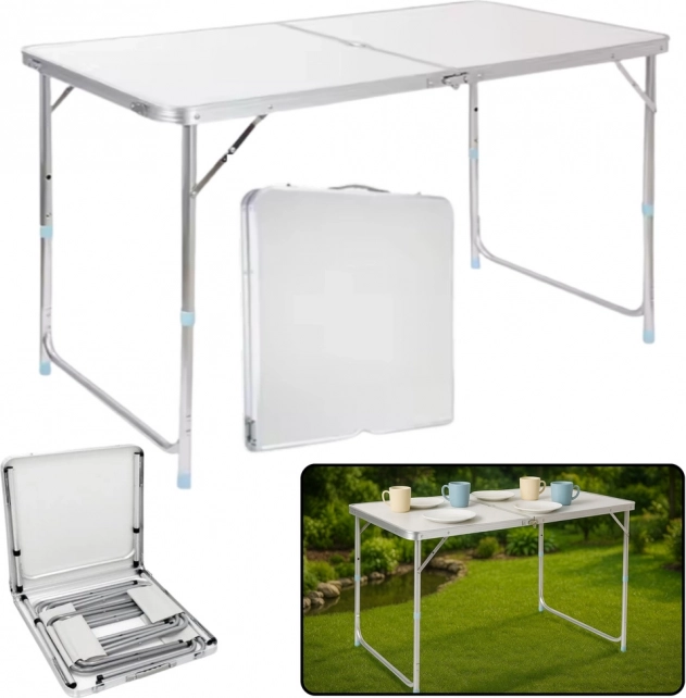 Tavolo da campeggio pieghevole in alluminio 120x60 cm