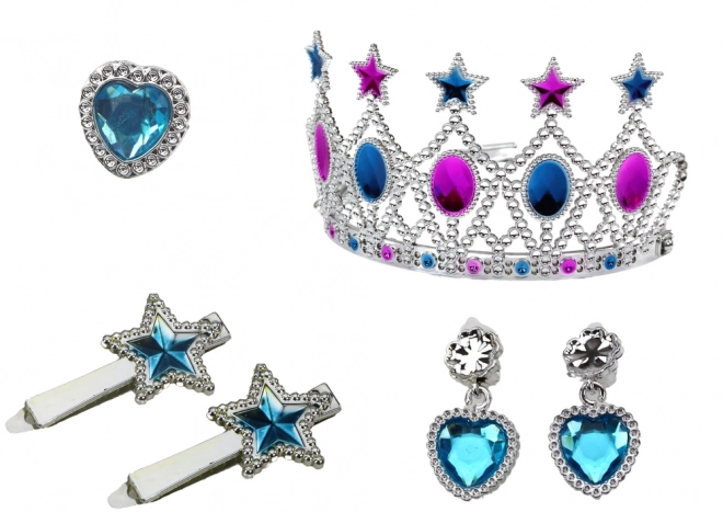 Set Piccola Principessa con Corona, Orecchini, Collana, Anello e Fermagli