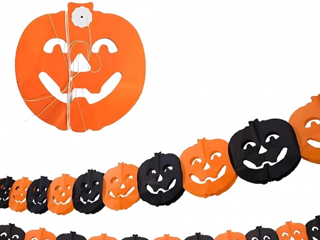 Ghirlanda decorativa Halloween zucca e ragno in carta lunga 3 metri