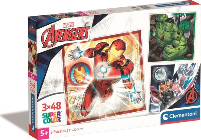 Puzzle Avengers per bambini 3x48 pezzi CLEMENTONI