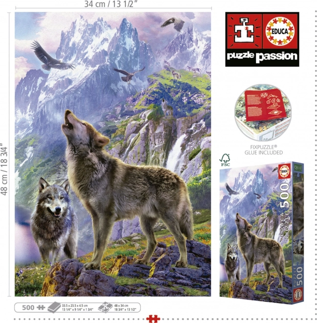 Puzzle lupi nelle rocce 500 pezzi