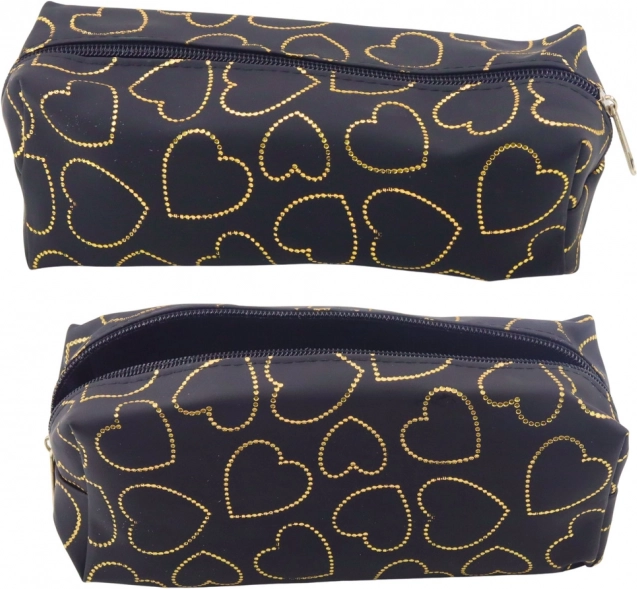 Astuccio nero con cuori dorati