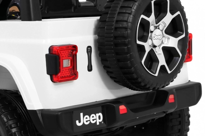 Jeep Wrangler Rubicon batteria per bambini Bianco + telecomando + radio MP3 LED + ruote EVA