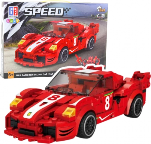 Set di costruzione 2 in 1 auto da corsa e robot con motore a retrocarica, 341 pezzi – rosso