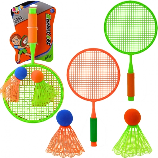 Set da badminton per bambini - 2 racchette e 2 grandi volani