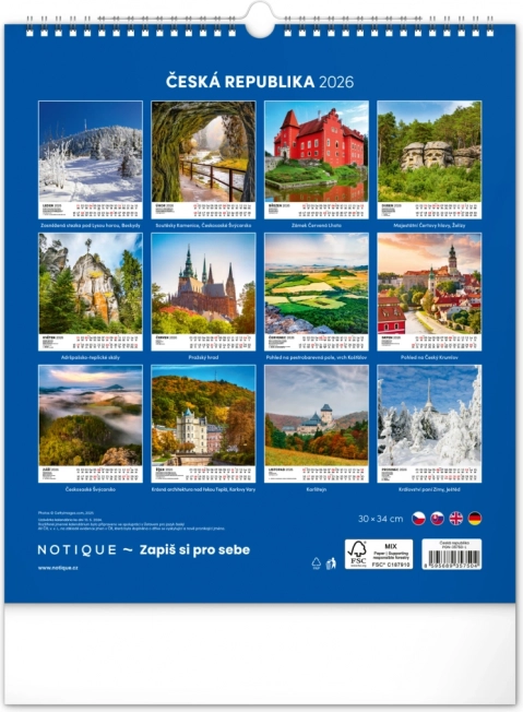Calendario da parete Repubblica Ceca 2026