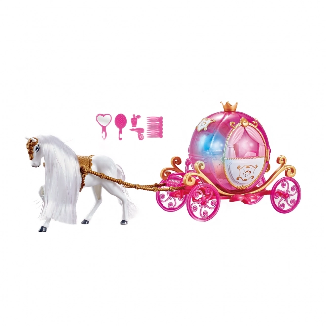 Cavallo con carrozza rosa con suoni e luci