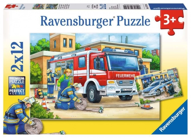 Puzzle Polizia e Vigili del Fuoco 2x12 Pezzi