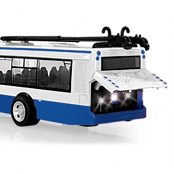 Trolleybus con annuncio fermate in ceco 28 cm blu