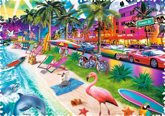 Puzzle Trefl Crazy Shapes Plaża a Miami 600 pezzi