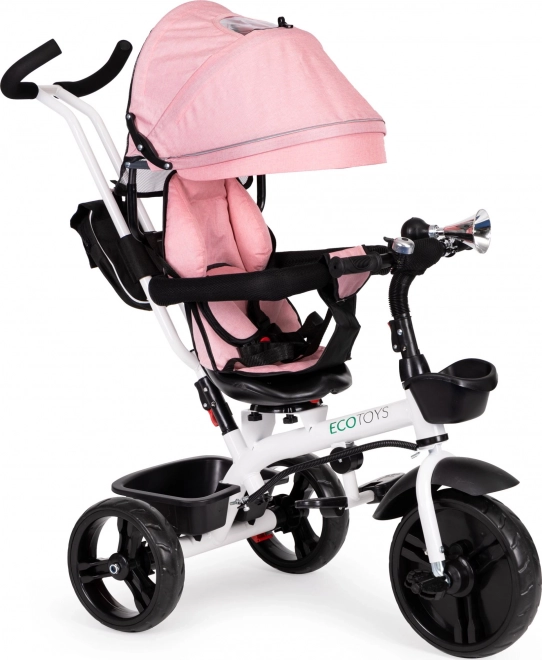 Passeggino Triciclo Girevole 360 Gradi Rosa