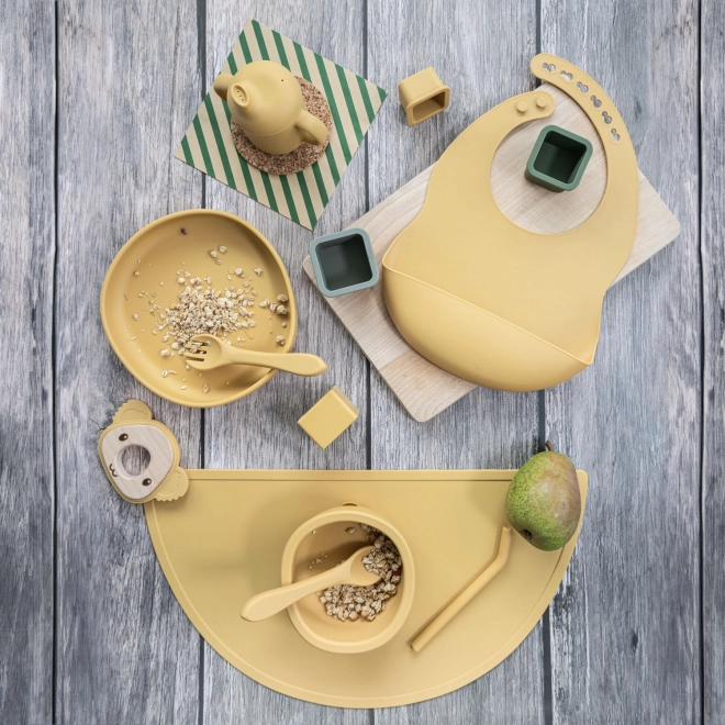 Set da pranzo per bambini in silicone, beige sabbia