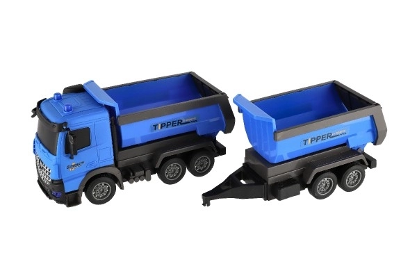 Camioncino con rimorchio in plastica 50cm a inerzia in blister