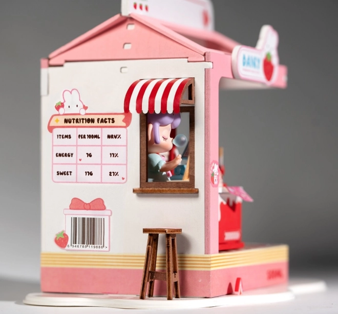 Miniatura casa delle bambole bar latte alla fragola