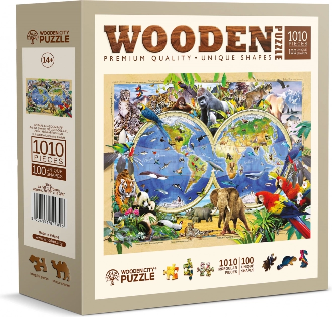 Puzzle in Legno Mappa del Mondo degli Animali 1010 Pezzi