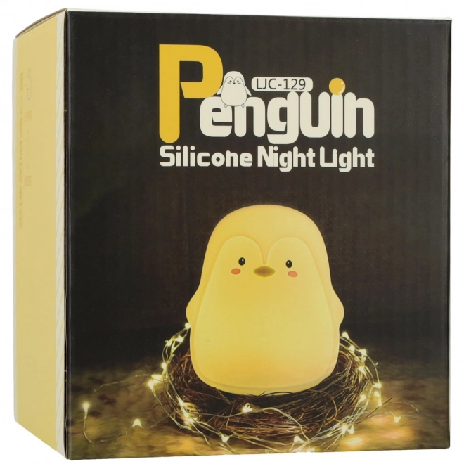 Lampada notturna a forma di pinguino, LED in silicone per bambini