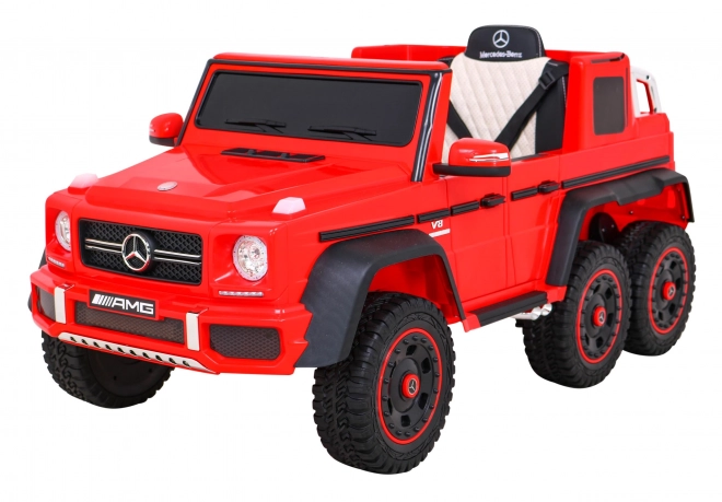 Mercedes G63 AMG Auto a batteria Rosso + Telecomando + 6 ruote EVA + Avvio lento + MP3 LED