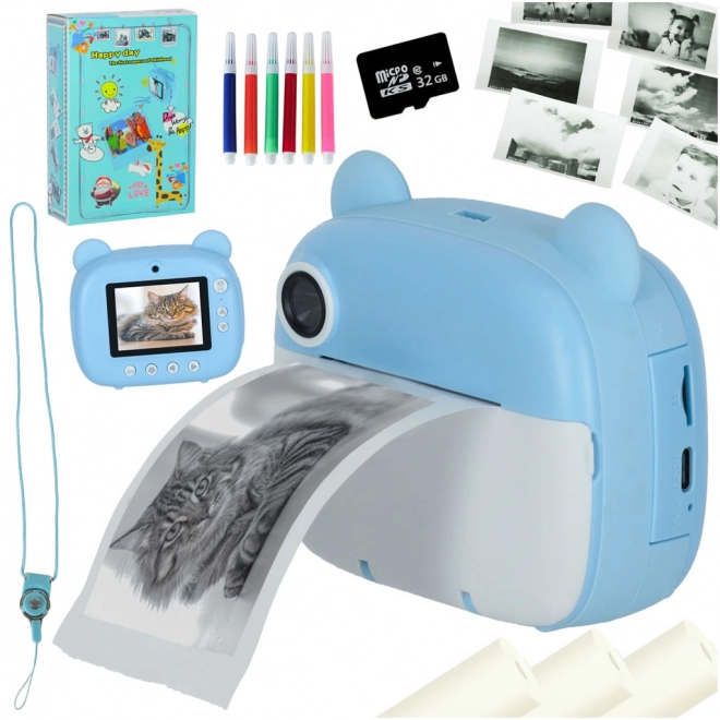 Fotocamera istantanea per bambini orso blu