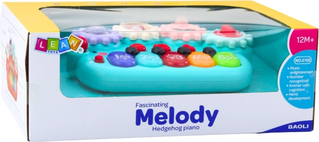 Pianoforte blu interattivo per bambini con ingranaggi
