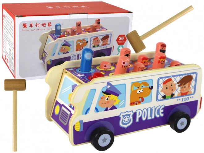 Gioco di abilità autobus della polizia in legno