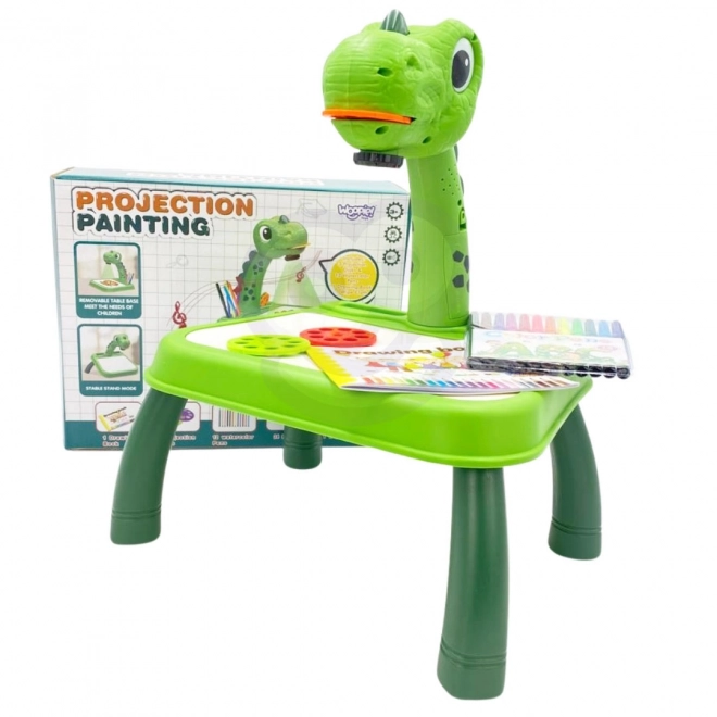 Proiettore con dinosauro WOOPIE con lavagna e pennarelli