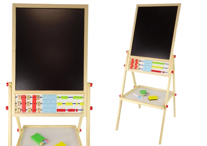 Lavagna a doppia faccia in legno Magnetica e per Gessetto con Accessori