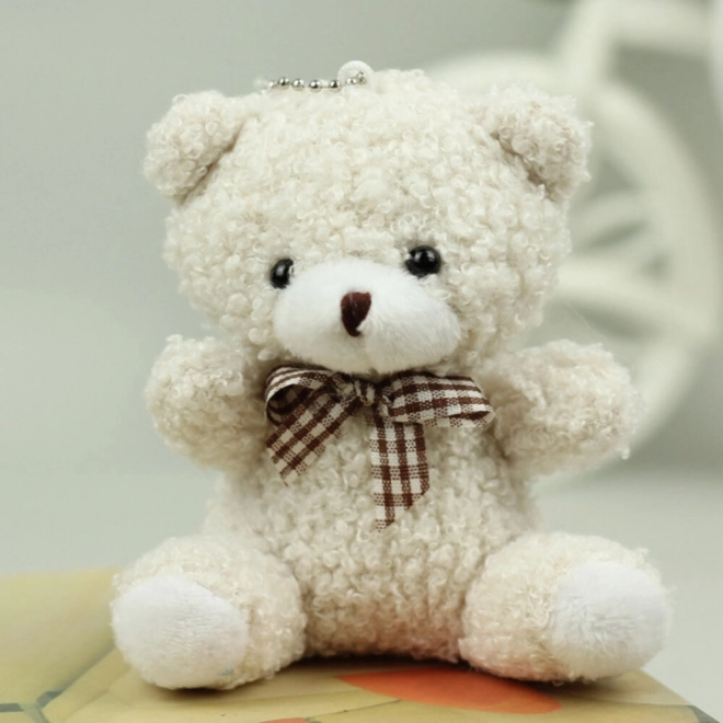Ciondolo orsetto di peluche bianco 8 cm
