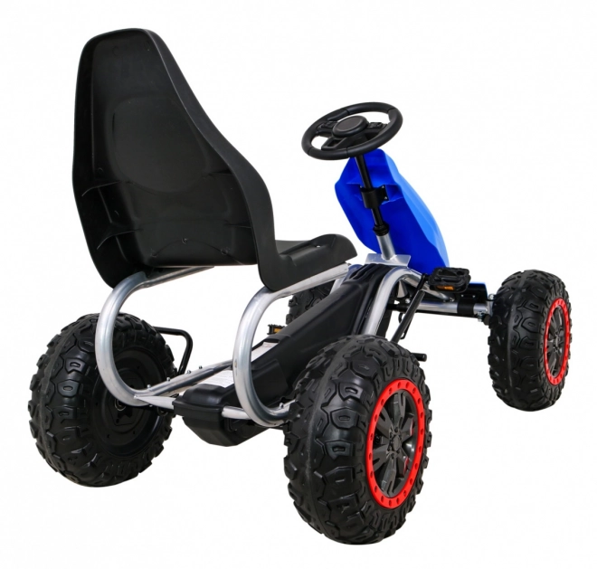 Grande kart a pedali STRONG per bambini Blu + capacità 100 kg + ruote EVA + Freno a mano + Sedile sportivo