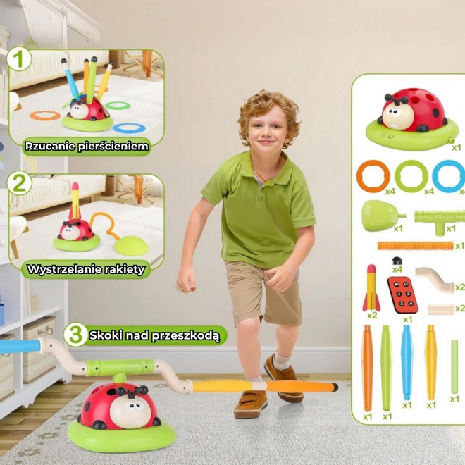 WOOPIE Gioco interattivo per bambini 3 in 1: Lanciarazzi, Corda, Gioco con bersaglio Coccinella