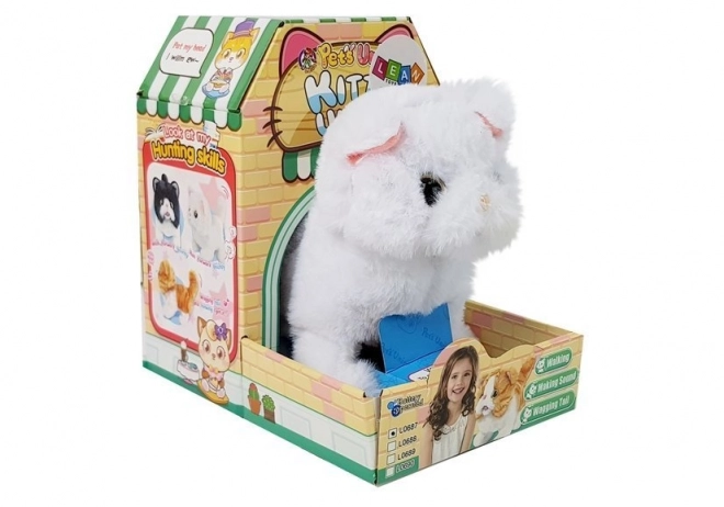 Gatto persiano bianco interattivo cammina con la coda a batteria