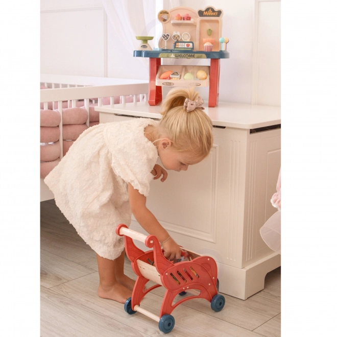 Supermercato con carrello della spesa per bambini