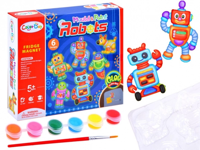 Set per creare magneti Robot in gesso e colori