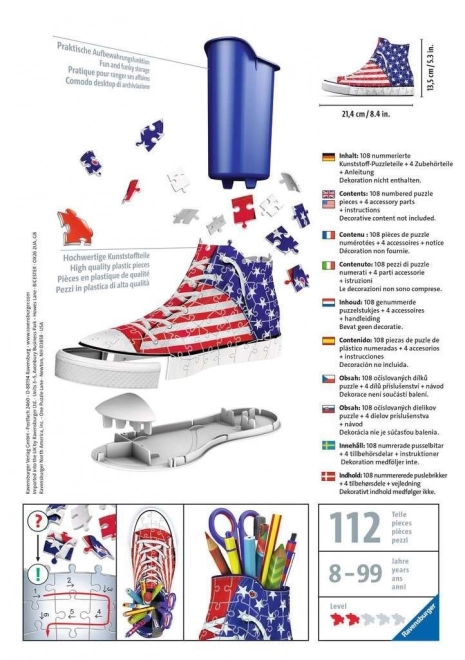 Puzzle 3D Scarpe Americane 108 Pezzi