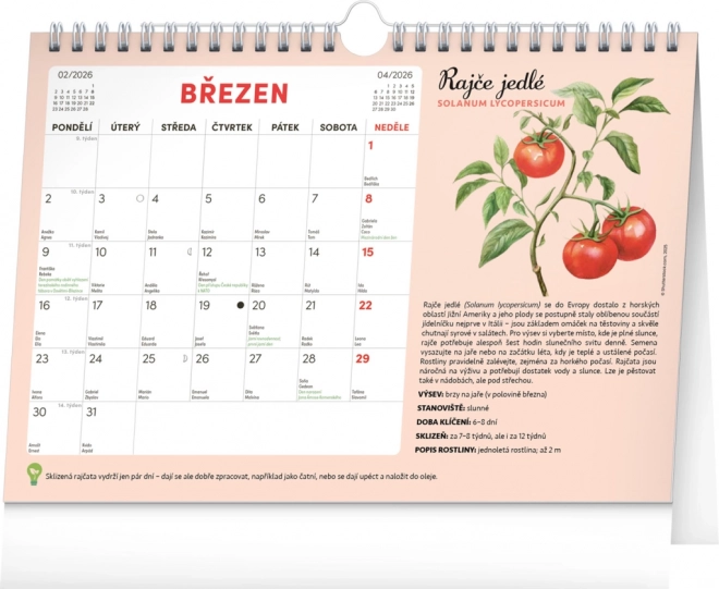 Calendario pianificatore mensile con semi Notique 2026