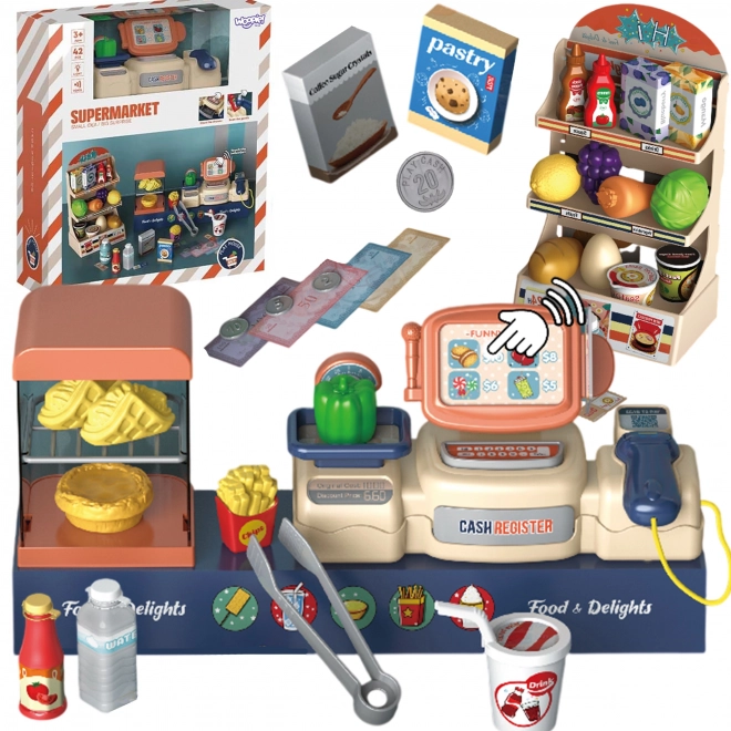 Cassa del supermercato per bambini con 42 pezzi Woopie