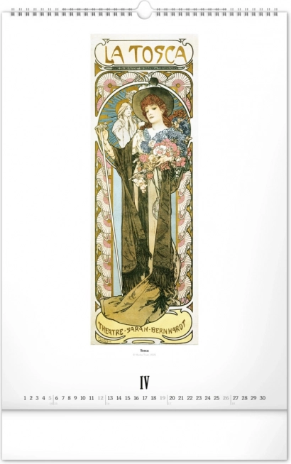Calendario da parete Alfons Mucha 2026