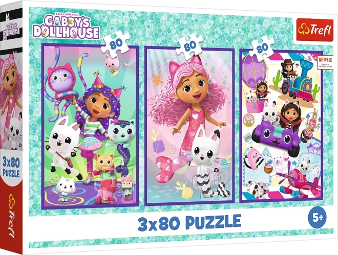 Puzzle 3×80 – giorni colorati di GABBY (La Casa delle Bambole di Gabby)