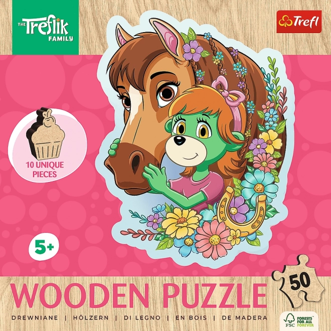 Puzzle sagomato in legno Treflíci: Famiglia felice 50 pezzi