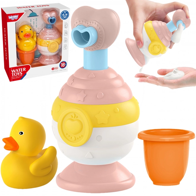 Set bagnetti per bambini con bicchiere, anatra e dispenser sapone