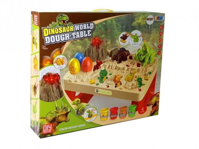 Tavolo Gioco Pasta Modellabile con Dinosauri e Vulcano con Lava Luminosa