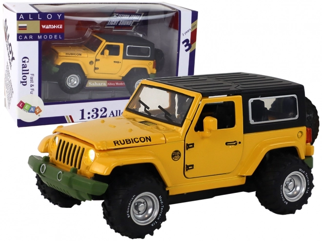 Auto fuoristrada giallo metallico 1:32 con motore a frizione e batteria