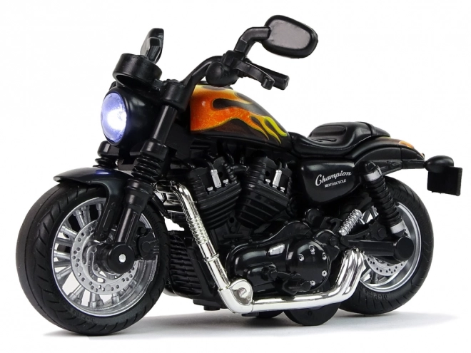 Motocicletta Champion con motore Pull-Back, suoni e luci