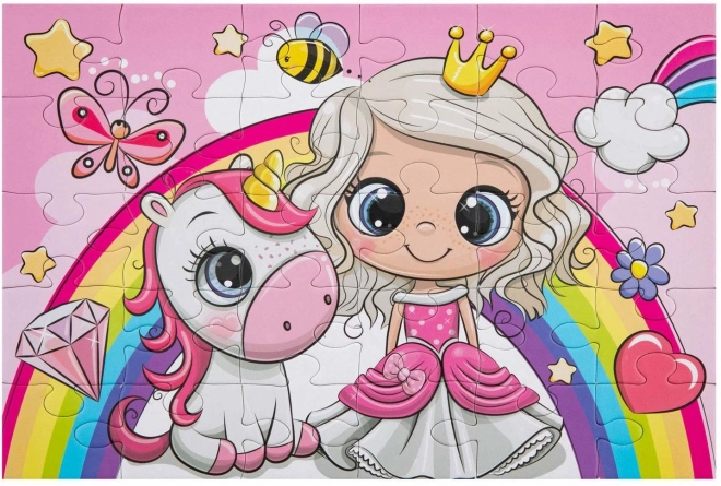 Puzzle principessa e unicorno 30 pezzi