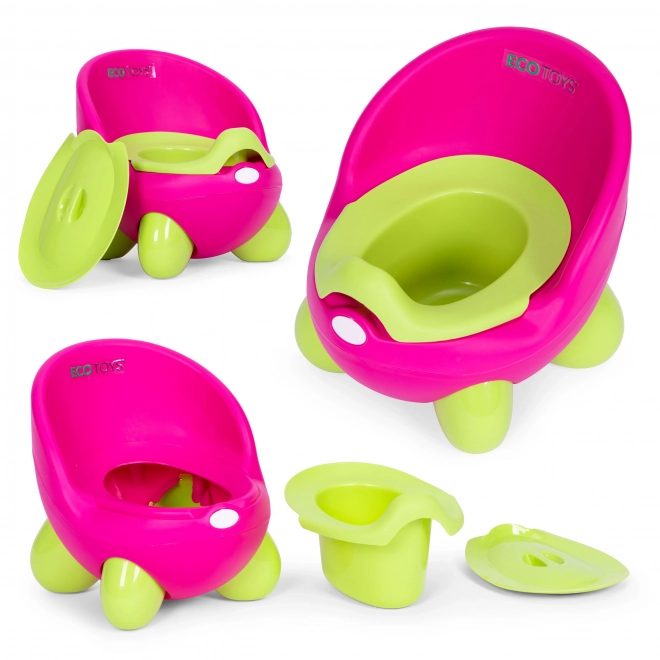Vasino per bambini con seduta rimovibile e piedi antiscivolo rosa-verde ECOTOYS