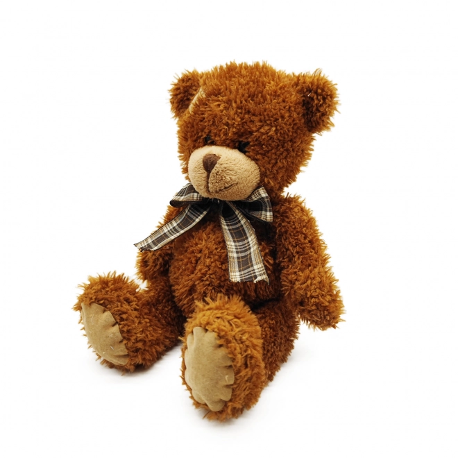 Orsetto di peluche con fiocco 25 cm marrone scuro