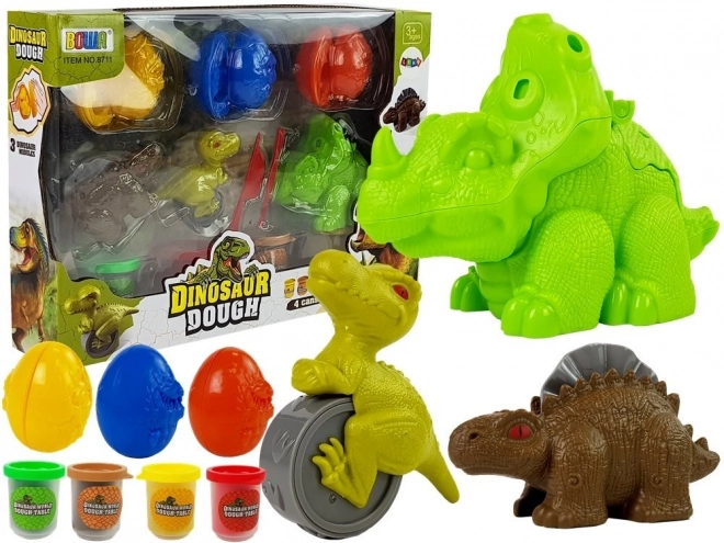 Gioco creta Dinozauro con uova e stampi - Set 12 pezzi 4 colori