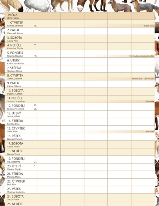 Calendario pianificatore familiare Animalium 2026