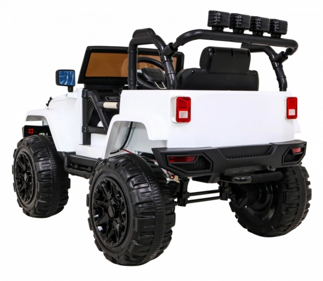 Jeep bianco fuoristrada per bambini a batteria + telecomando + luci e suoni