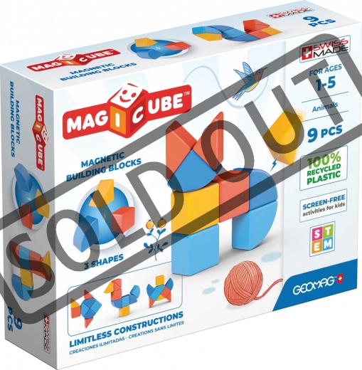 Cubi magnetici Magicube Shapes – animali, 9 pezzi
